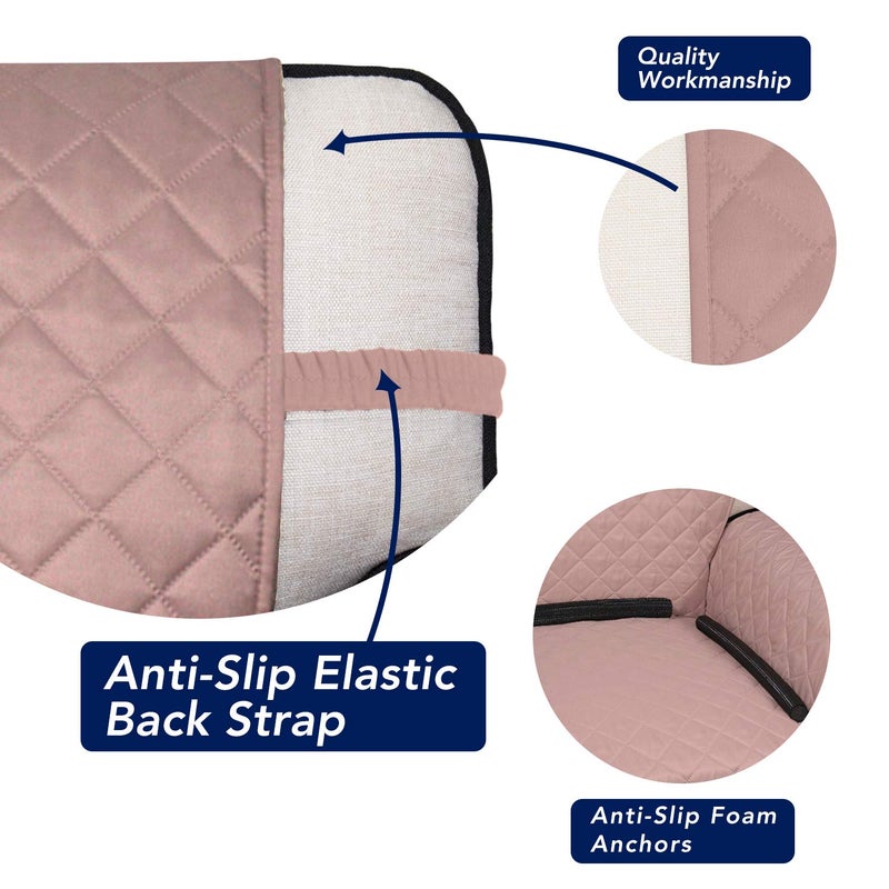 PureFit Reversible Quilted Sofa Cover, Water Resistant Slipcover Furniture Protector, Washable Couch Cover with Non Slip and Elastic Straps for Kids, Dogs, Pets (Loveseat, Pink/Beige) - Image 3